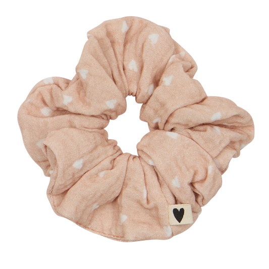 Chouchou cheveux - Petits coeurs beige