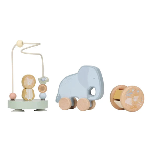 Coffret cadeau – 3 jeux d'éveil en bois – Safari Friends