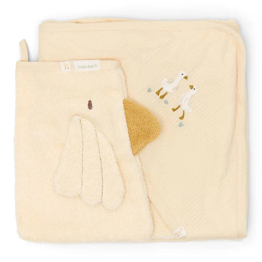 Coffret cadeau - Little Goose - Cape de bain & Gant de toilette Oie