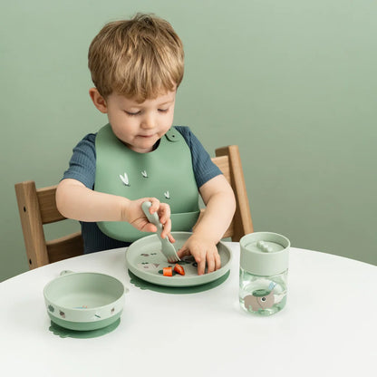 Coffret repas avec tasse d'apprentissage 360° - Tiny Trails - Vert