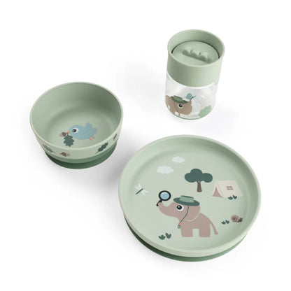 Coffret repas avec tasse d'apprentissage 360° - Tiny Trails - Vert