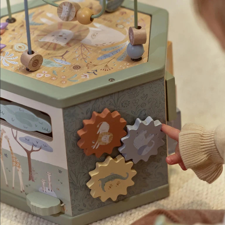 Cube d'activités hexagonal en bois - Safari Friends