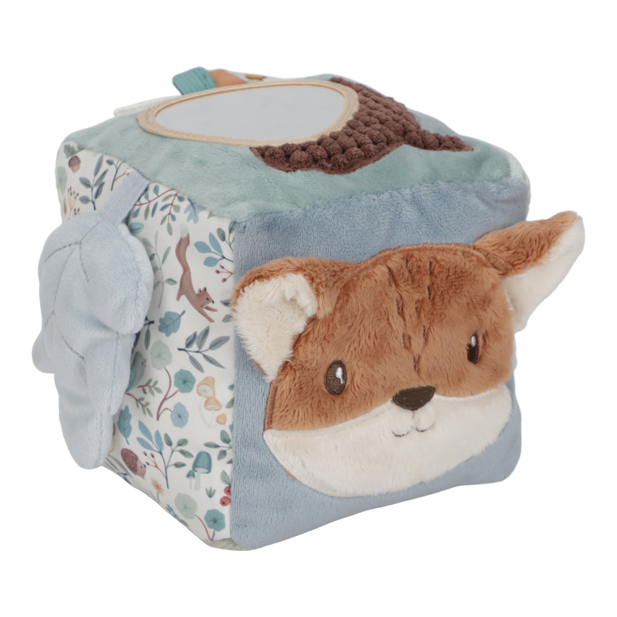 Cube d'éveil en tissu multi-activités Forest Friends avec illustration de renard