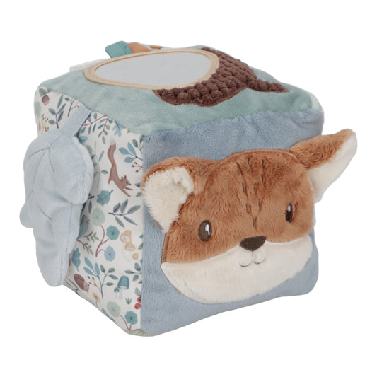 Cube d'éveil en tissu multi-activités Forest Friends avec illustration de renard