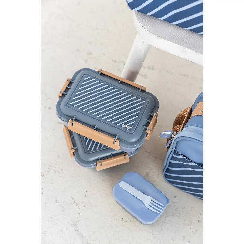 Grande boîte à déjeuner - Rayures bleues