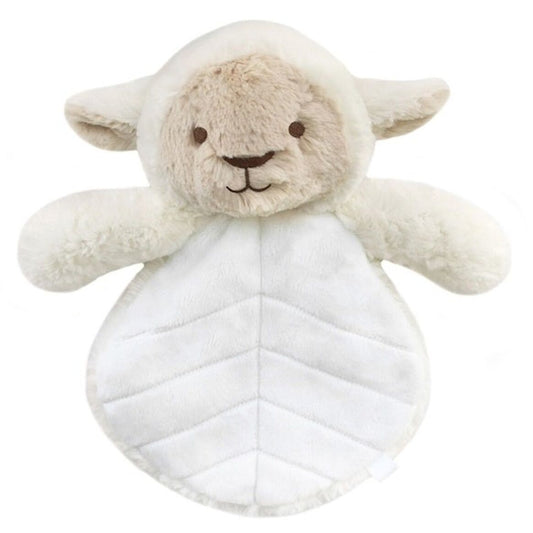 Doudou mouton blanc en peluche à corps plat pour bébé