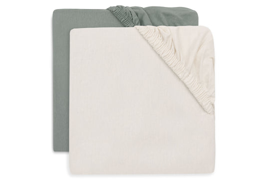Drap-housse – Sea Green / Ivory – 60x120 ( Lot de 2 )