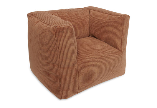 Fauteuil Pouf velours côtelé, coloris Caramel, vue détail 1