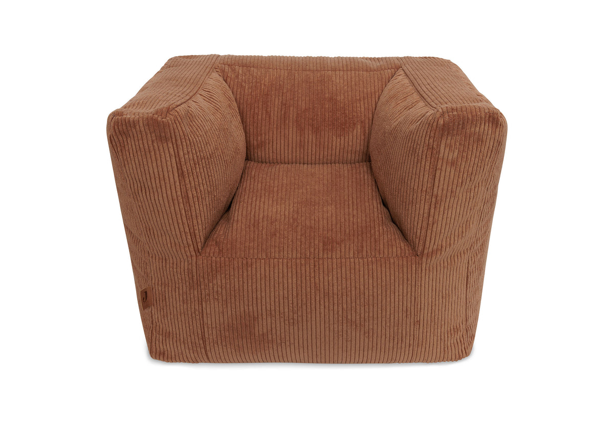 Fauteuil Pouf velours côtelé, coloris Caramel