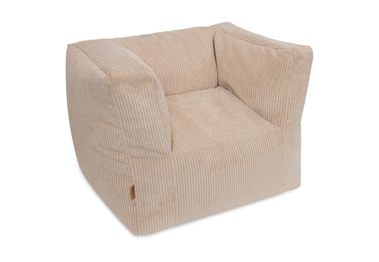 Fauteuil Pouf velours côtelé, coloris Naturel, vue détail 1