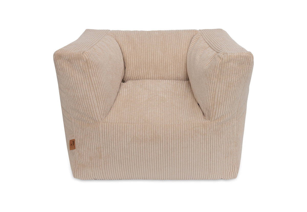 Fauteuil Pouf velours côtelé, coloris Naturel
