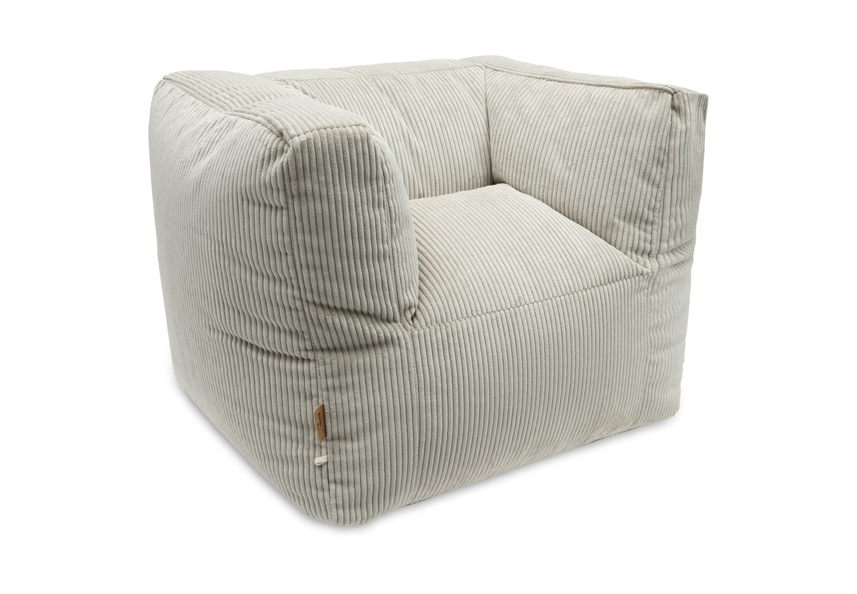Fauteuil Pouf velours côtelé, coloris Olive Green, vue détail 1