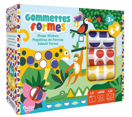 Gommettes formes -  3 rouleaux de 500 gommettes et 12 décors