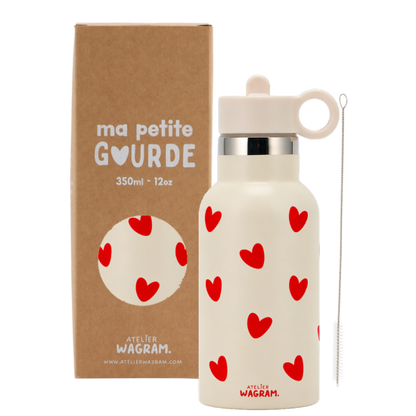 Gourde isotherme - Coeurs rouges