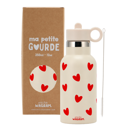 Gourde isotherme – Coeurs rouges