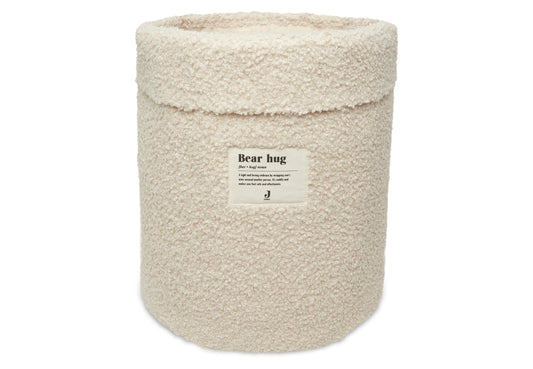 Grand panier de rangement cylindrique en tissu bouclette naturel, collection Bear Hug