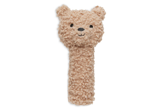 Hochet tête d'ours Teddy Bear en tissu bouclette biscuit