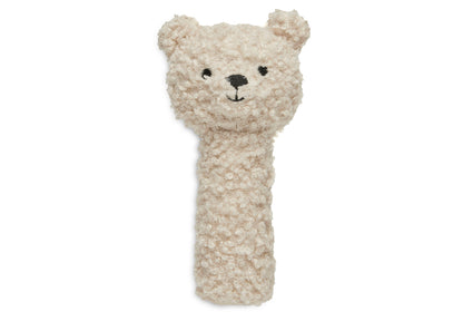 Hochet tête d'ours Teddy Bear en tissu bouclette naturel
