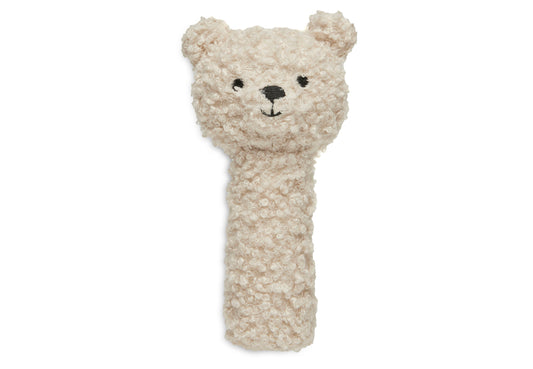 Hochet tête d'ours Teddy Bear en tissu bouclette naturel