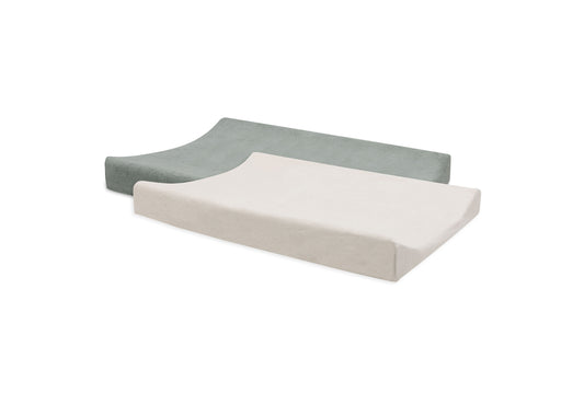 Housse matelas à langer Éponge – Sea Green / Ivory ( Lot de 2 )