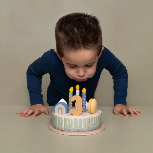 Gâteau d'anniversaire en bois - Bleu