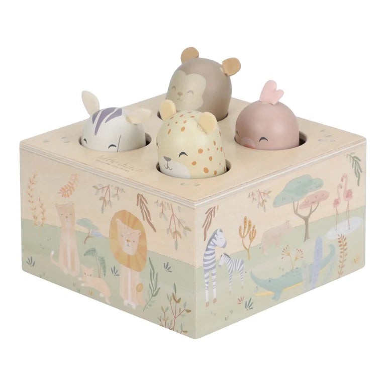 Pop-up sonore en bois - Safari Friends