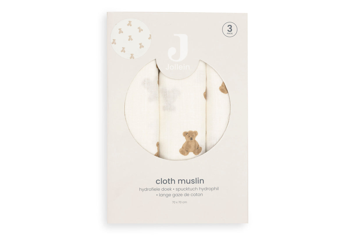 Lange gaze de coton – Mini Teddy Bear – Lot de 3 – 70 x 70 cm, vue détail 3