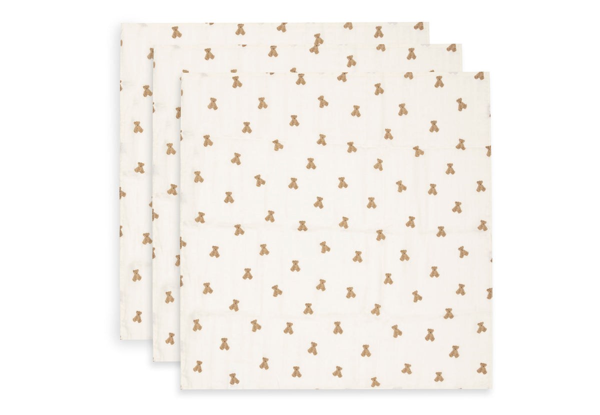 Lange gaze de coton – Mini Teddy Bear – Lot de 3 – 70 x 70 cm