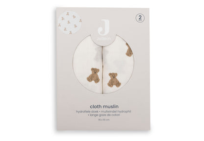 Lange gaze de coton - Mini Teddy Bear - Lot de 2 - 115 x 115 cm