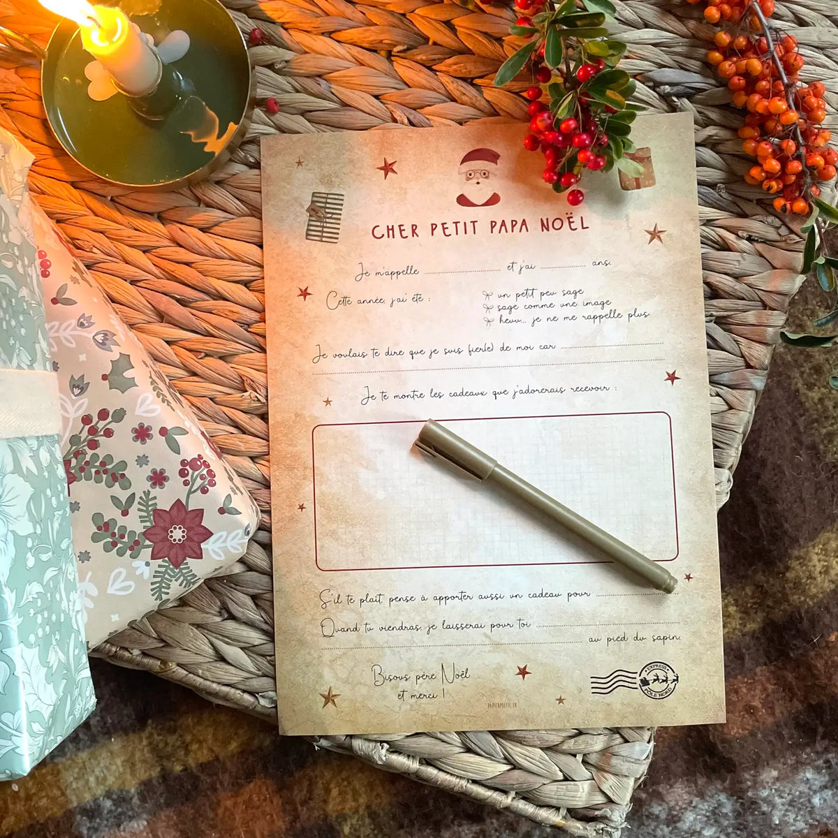 Lettre au Père Noël à compléter, vue 2