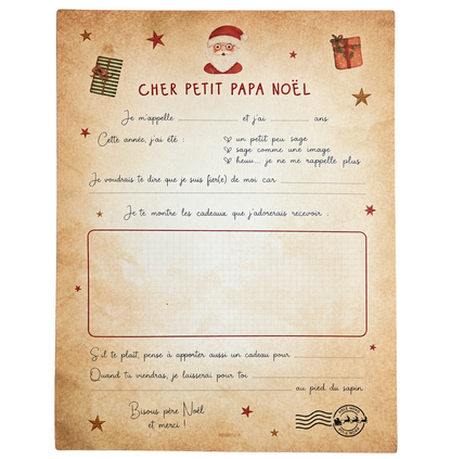 Lettre au Père Noël à compléter