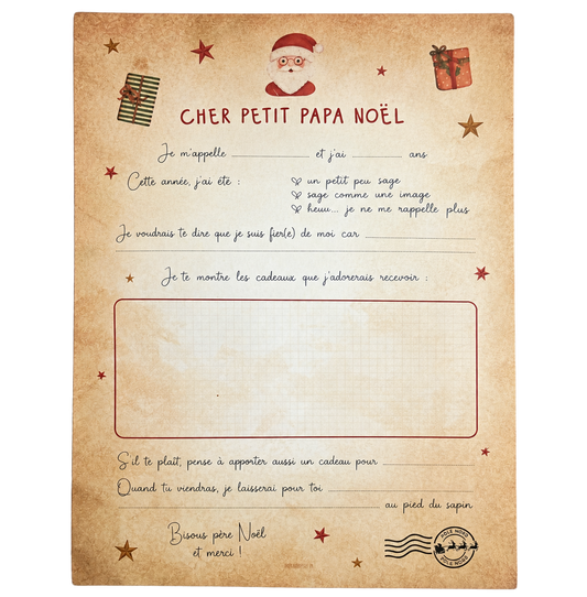Lettre au Père Noël à compléter