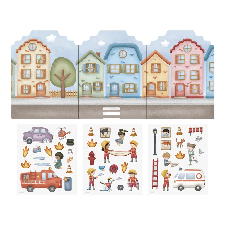 Livre d'activités avec stickers réutilisables - Jim's Fire Station