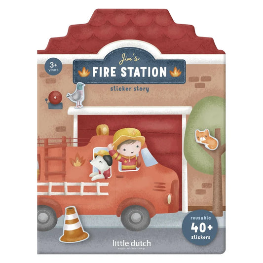 Livre d'activités avec stickers réutilisables - Jim's Fire Station