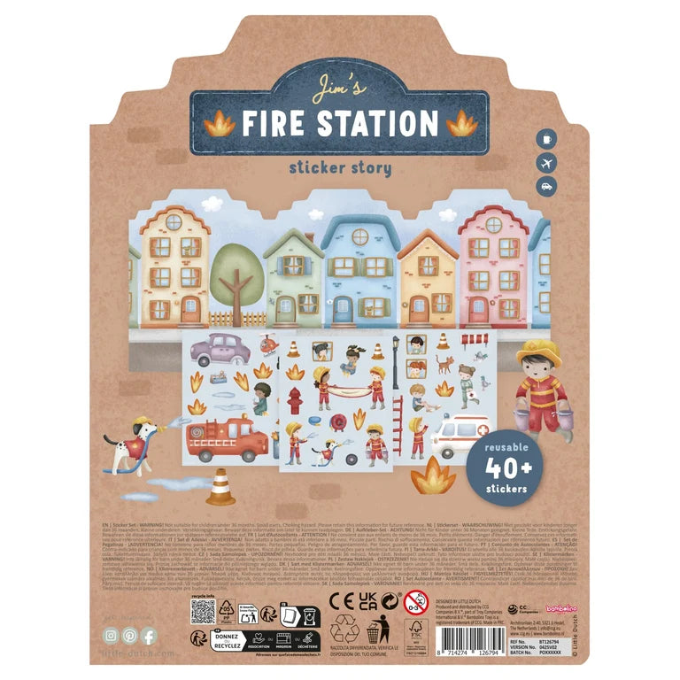 Livre d'activités avec stickers réutilisables - Jim's Fire Station