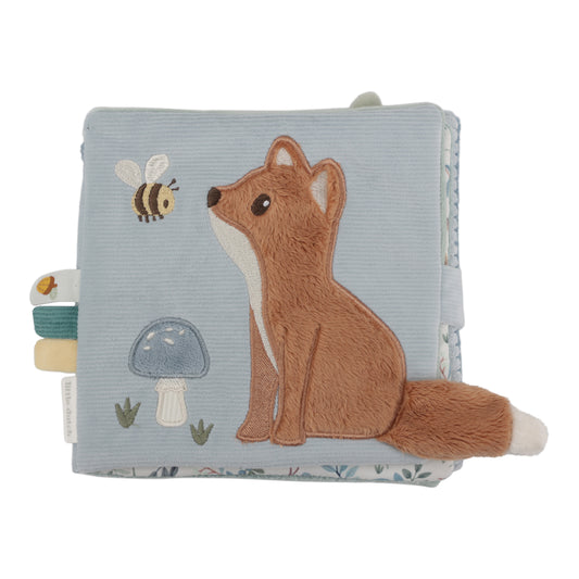Livre en tissu Forest Friends illustré d'un renard et d'une abeille