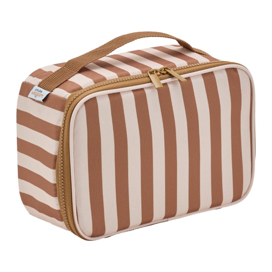 Lunch bag isotherme - Fond beige / Rayures marron