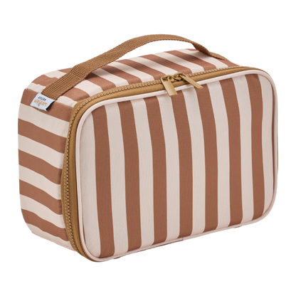 Lunch bag isotherme - Fond beige / Rayures marron