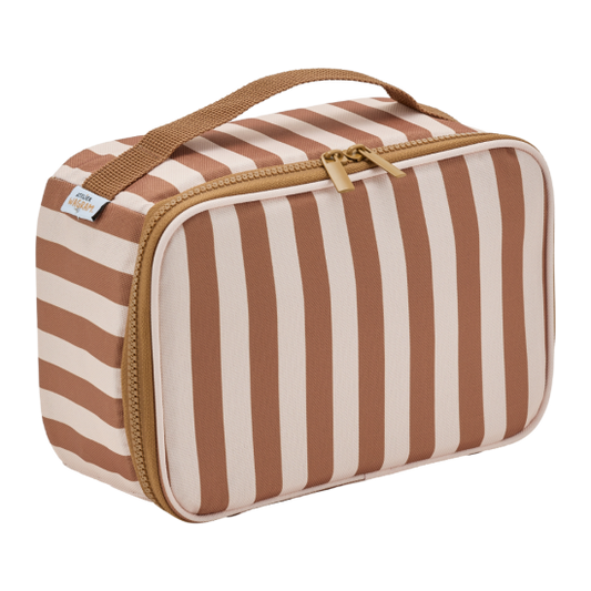 Lunch bag isotherme - Fond beige / Rayures marron