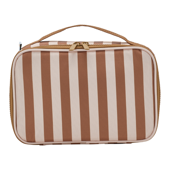 Lunch bag isotherme - Fond beige / Rayures marron