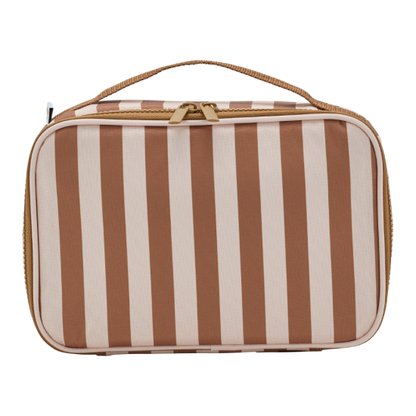 Lunch bag isotherme - Fond beige / Rayures marron