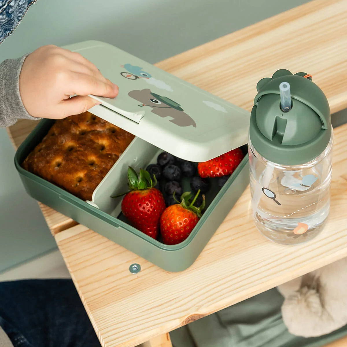 Boîte à goûter avec séparateur - Tiny Trails - Vert