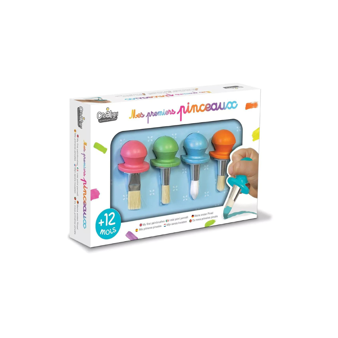 Boîte de 4 pinceaux ergonomiques colorés Mes Premiers Pinceaux pour enfant