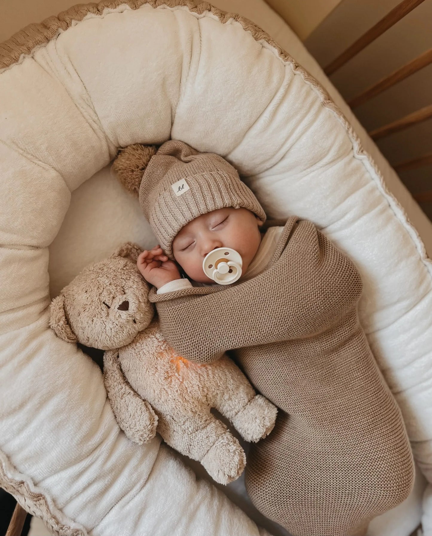 Moonie - Peluche veilleuse musicale Ourson - Sable