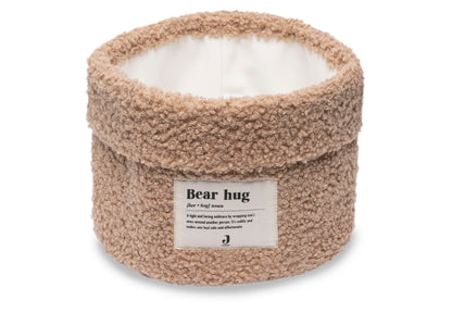 Panier de rangement rond en tissu bouclette biscuit, collection Bear Hug