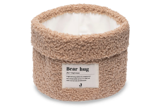 Panier de rangement rond en tissu bouclette biscuit, collection Bear Hug