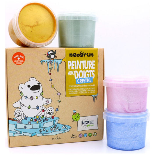 Peinture aux doigts - Coffret Mika - Couleurs pailletées