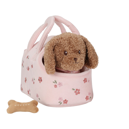 Peluche chien avec sac de transport – Jackie