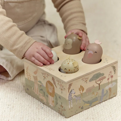 Pop-up sonore en bois – Safari Friends