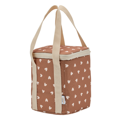 Sac isotherme - Coeurs beiges / Fond marron